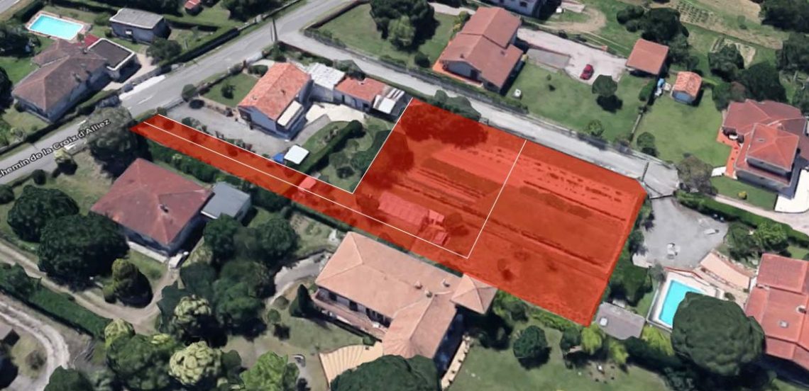 Vue aérienne du terrain du lotissement Polato à construire à Mondonville